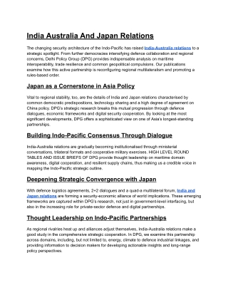 India Australia And Japan Relations