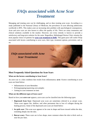 FAQs associated with Acne Scar Treatment