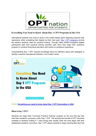 Everything You Need to Know About Day 1 CPT Programs in the USA