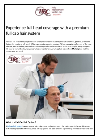 Experience Full Head Coverage with a Premium Full Cap Hair System