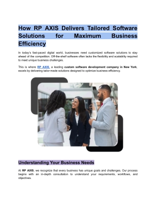 How RP AXIS Delivers Tailored Software Solutions for Maximum Business Efficiency
