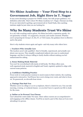 tnpsc coaching centre t nagar fees - weshineacademy