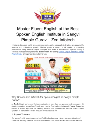 Best Spoken English Institute in Sangvi Pimple Gurav