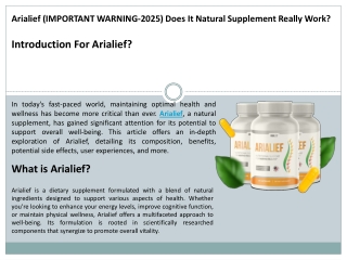 Arialief (IMPORTANT WARNING-2025) Does It Natural Supplement Really Work?