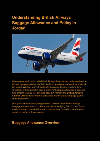Understanding British Airways Baggage Allowance and Policy in Jordan