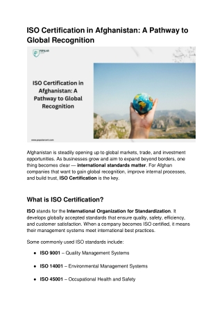 ISO Certification in Afghanistan_ A Pathway to Global Recognition