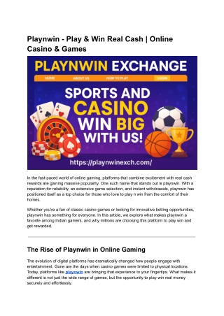 Playnwin - Play & Win Real Cash _ Online Casino & Games