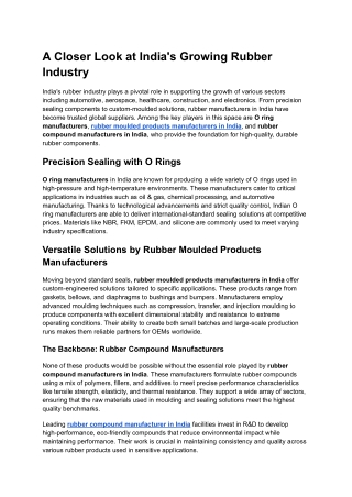 A Closer Look at India's Growing Rubber Industry