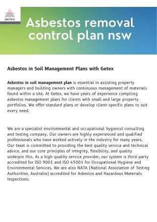 Asbestos in Soil Management Plans PDF