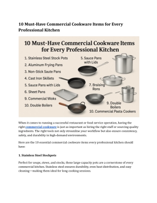 10 Must-Have Commercial Cookware Items for Every Professional Kitchen