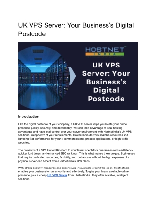 UK VPS Server_ Your Business’s Digital Postcode