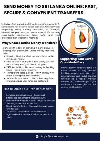 Send Money to Sri Lanka Online Fast, Secure & Convenient Transfers