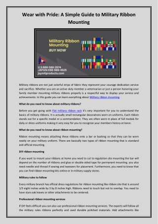 Military ribbon mounting