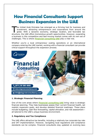 How Financial Consultants Support Business Expansion in the UAE