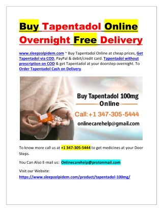 Buy Tapentadol Online Overnight Free Delivery