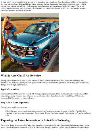 Exploring the Latest Innovations in Auto Glass Technology