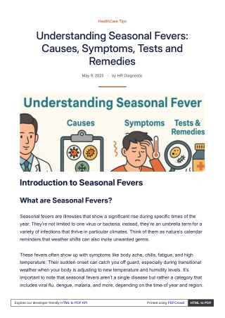 Understanding Seasonal Fevers Causes, Symptoms, Tests and Remedies