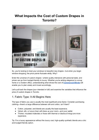 What Impacts the Cost of Custom Drapes in Toronto?