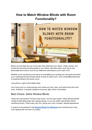 How to Match Window Blinds with Room Functionality?