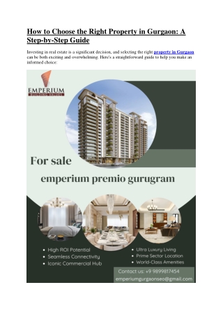 How to Choose the Right Property in Gurgaon