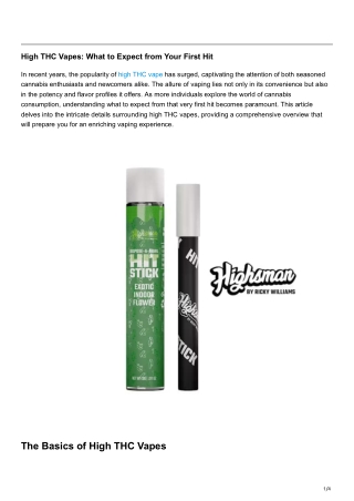 High THC Vapes What to Expect from Your First Hit