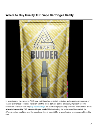 Where to Buy Quality THC Vape Cartridges Safely