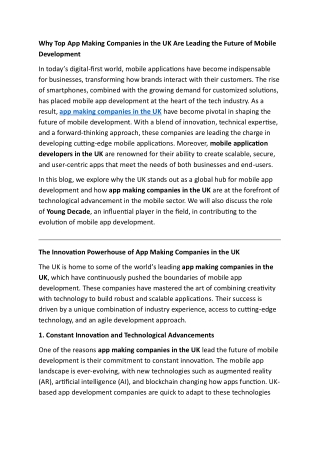 Why Top App Making Companies in the UK Are Leading the Future of Mobile Development