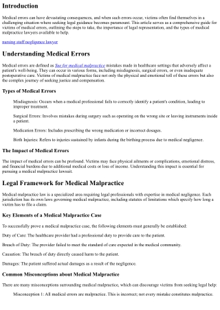 Legal Guidance for Victims of Medical Errors