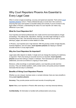 Why Court Reporters Phoenix Are Essential to Every Legal Case