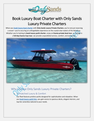 Book Luxury Boat Charter with Only Sands Luxury Private Charters