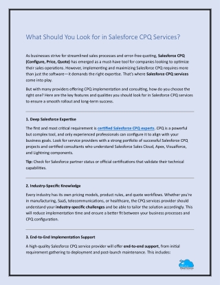 What Should You Look for in Salesforce CPQ Services