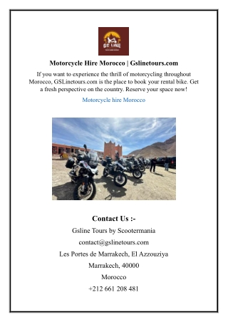 Motorcycle Hire Morocco | Gslinetours.com