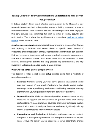 Mail server management service