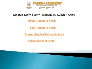 Master Maths with Tuition in Avadi Today