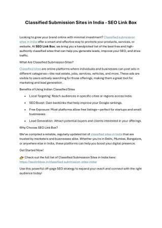 Classified Submission Sites India - SEO Link Box