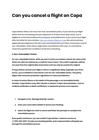 Can you cancel a flight on Copa?