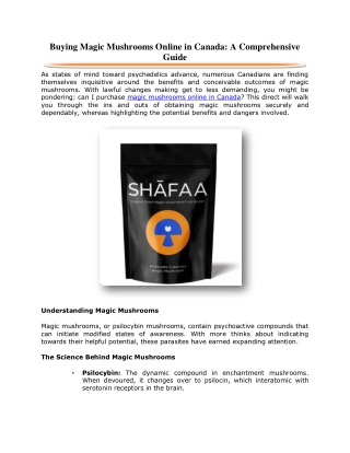 Buying Magic Mushrooms Online in Canada: A Comprehensive Guide