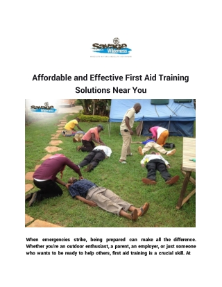 Affordable and Effective First Aid Training Solutions Near You