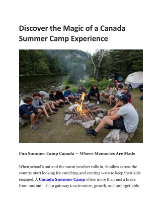 Discover the Magic of a Canada Summer Camp Experience