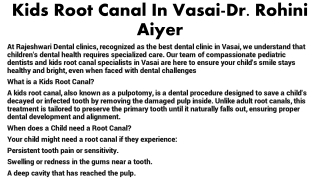 Kids Root Canal In Vasai-Dr. Rohini Aiyer
