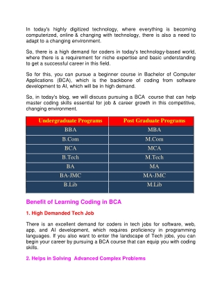 Top 5 Benefits for Coding Skills for BCA Students in a Competitive Market