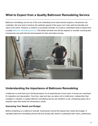 What to Expect from a Quality Bathroom Remodeling Service