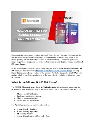 Microsoft AZ 500 Azure Security Engineer Dumps