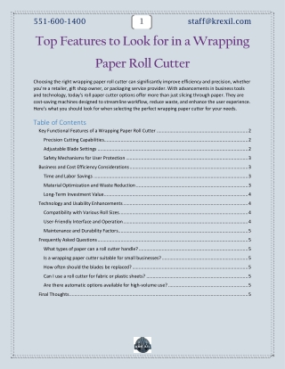 Top Features to Look for in a Wrapping Paper Roll Cutter