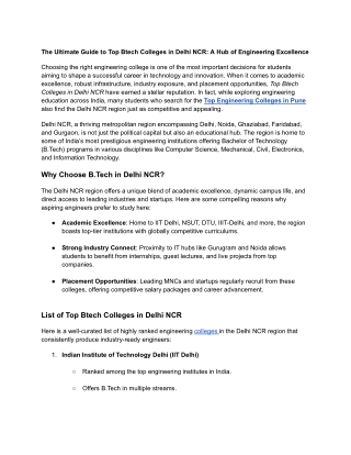 The Ultimate Guide to Top Btech Colleges in Delhi NCR_ A Hub of Engineering Excellence