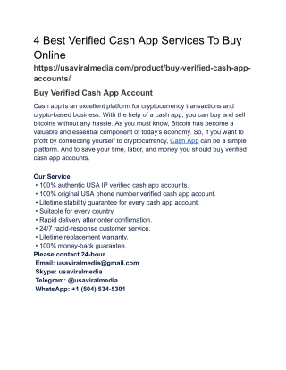 4 Best Verified Cash App Services To Buy Online