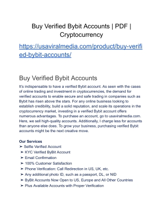 Buy Verified Bybit Accounts _ PDF _ Cryptocurrency