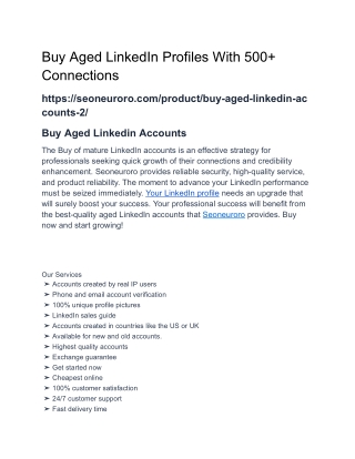 Buy Aged LinkedIn Profiles With 500  Connections