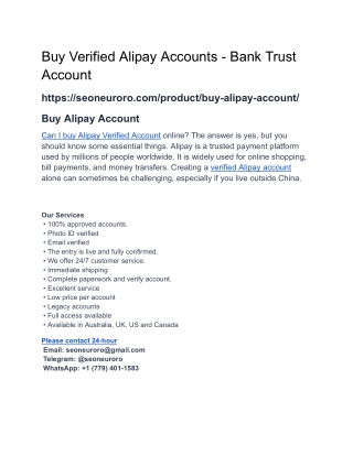 Buy Verified Alipay Accounts - Bank Trust Account