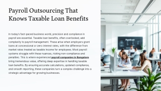 Payroll Outsourcing That Knows Taxable Loan Benefits